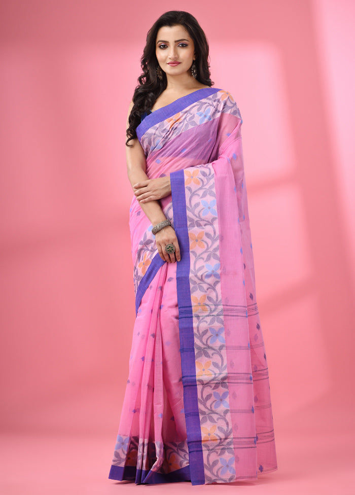 Pink Pure Cotton Saree With Blouse Piece - Indian Silk House Agencies