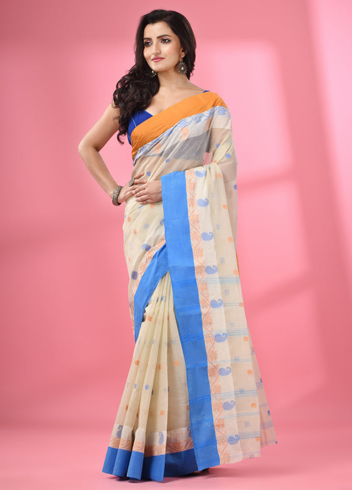 Cream Pure Cotton Saree With Blouse Piece - Indian Silk House Agencies