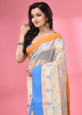 Cream Pure Cotton Saree With Blouse Piece - Indian Silk House Agencies