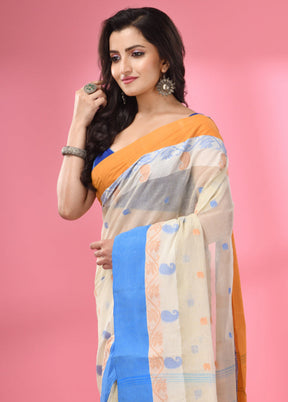 Cream Pure Cotton Saree With Blouse Piece - Indian Silk House Agencies