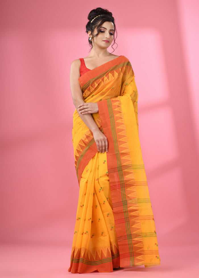 Yellow Pure Cotton Saree With Blouse Piece - Indian Silk House Agencies