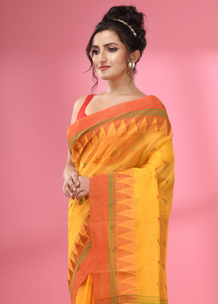 Yellow Pure Cotton Saree With Blouse Piece - Indian Silk House Agencies