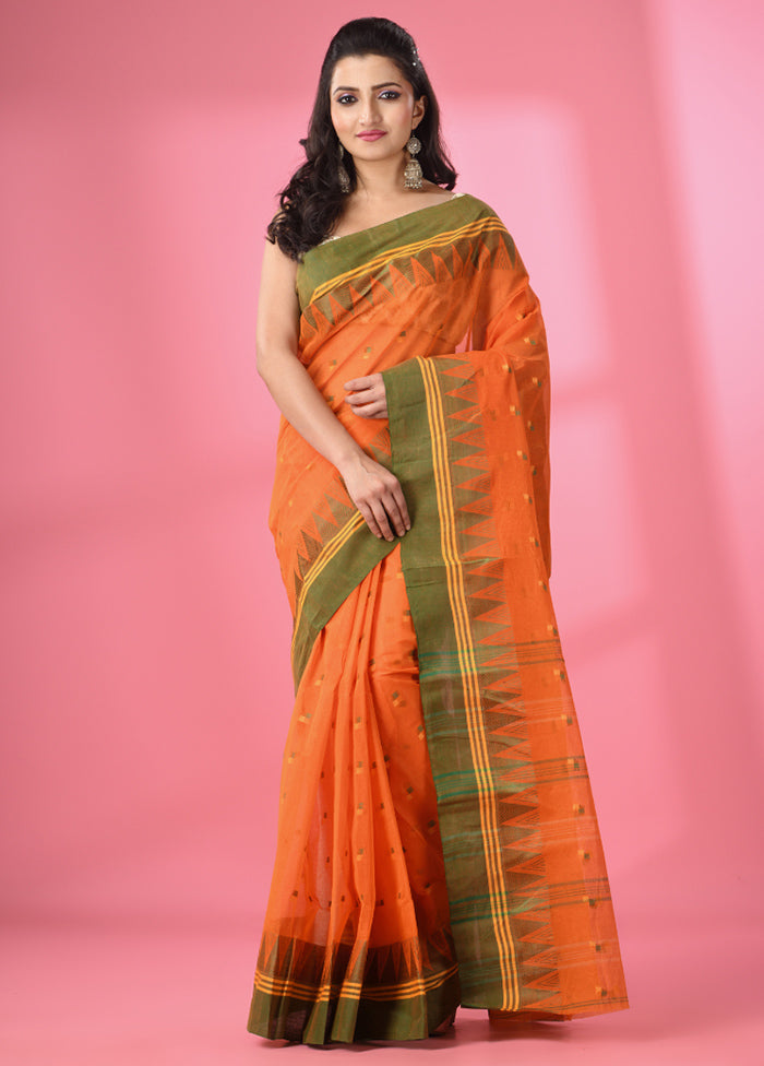 Orange Pure Cotton Saree With Blouse Piece - Indian Silk House Agencies