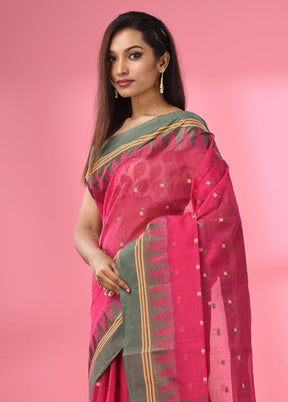 Pink Pure Cotton Saree With Blouse Piece - Indian Silk House Agencies