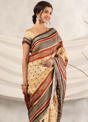 Cream Tussar Saree With Blouse Piece - Indian Silk House Agencies