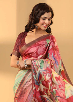 Pink Tussar Saree With Blouse Piece - Indian Silk House Agencies