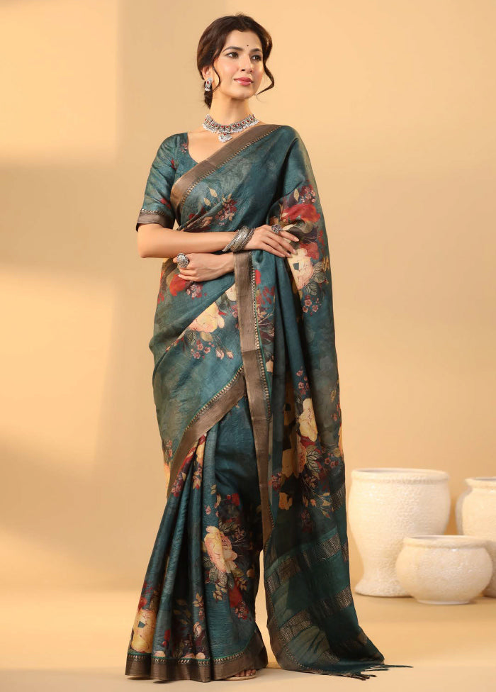 Green Tussar Saree With Blouse Piece - Indian Silk House Agencies