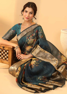 Green Chiffon Silk Saree With Blouse Piece - Indian Silk House Agencies