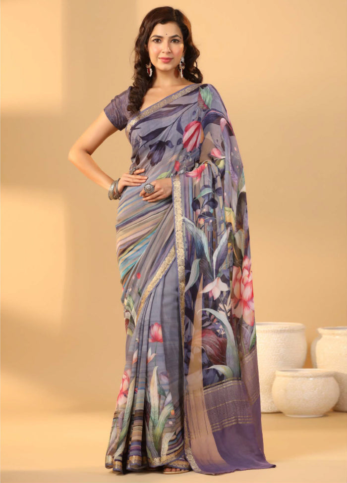 Grey Tussar Saree With Blouse Piece - Indian Silk House Agencies