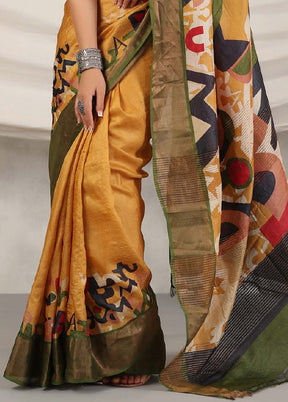 Yellow Tussar Saree With Blouse Piece - Indian Silk House Agencies