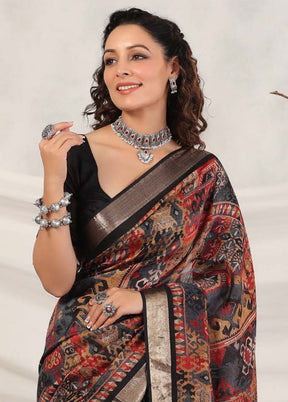 Black Tussar Saree With Blouse Piece - Indian Silk House Agencies