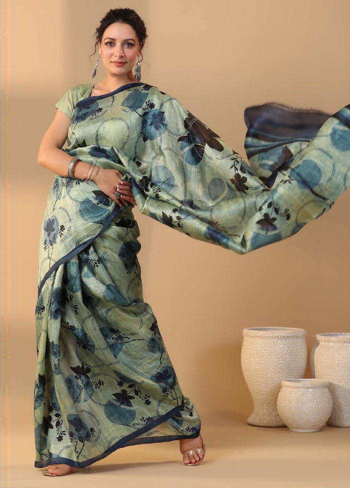 Green Tussar Saree With Blouse Piece - Indian Silk House Agencies