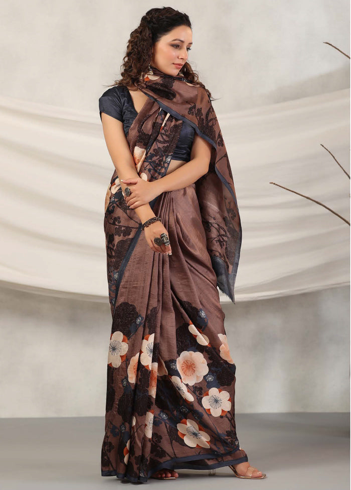 Brown Tussar Saree With Blouse Piece - Indian Silk House Agencies