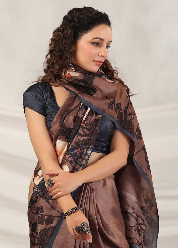 Brown Tussar Saree With Blouse Piece - Indian Silk House Agencies