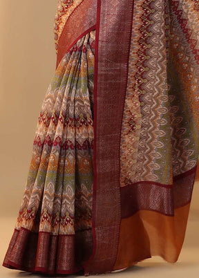 Grey Chiffon Silk Saree With Blouse Piece - Indian Silk House Agencies