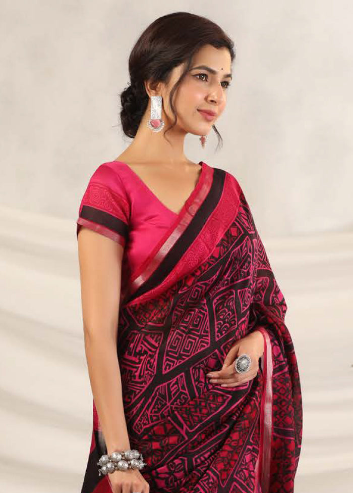 Black Chiffon Silk Saree With Blouse Piece - Indian Silk House Agencies