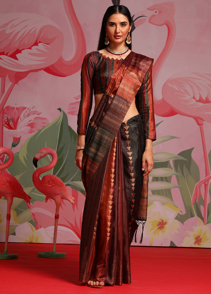 Multicolor Dupion Silk Saree With Blouse Piece