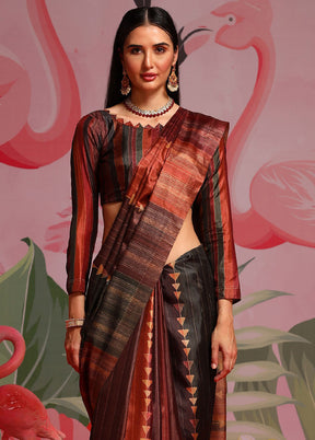 Multicolor Dupion Silk Saree With Blouse Piece