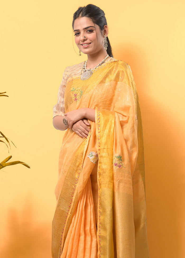 Yellow Silk Saree With Blouse - Indian Silk House Agencies