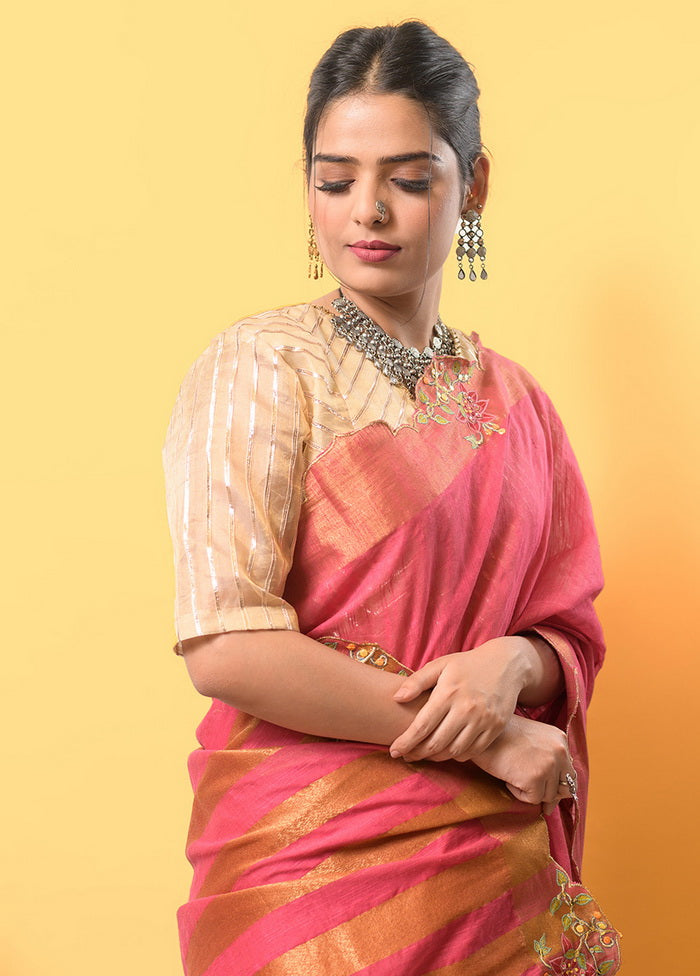 Pink Silk Saree With Blouse - Indian Silk House Agencies