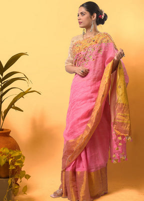 Pink Silk Saree With Blouse - Indian Silk House Agencies