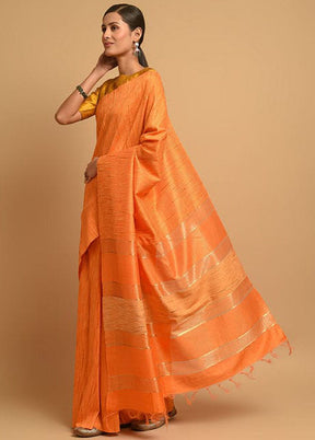 Peach Ghicha Tussar Silk Saree With Blouse Piece - Indian Silk House Agencies