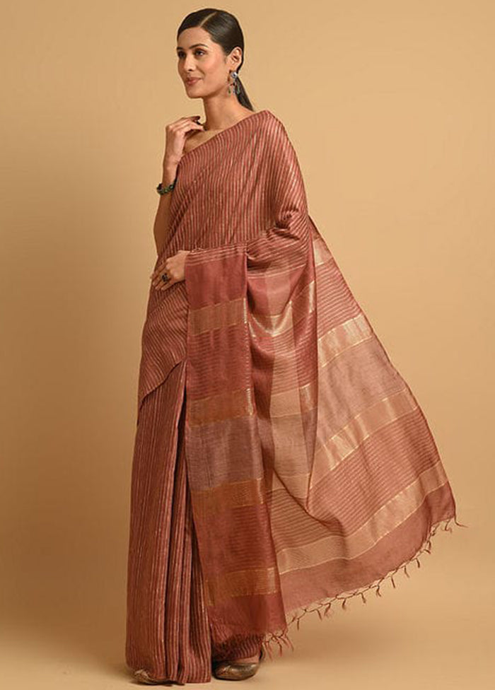 Brown Ghicha Tussar Silk Saree With Blouse Piece - Indian Silk House Agencies