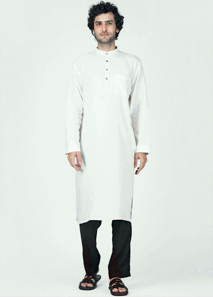 Classic White Plain Kurta VDIWK063 - Indian Silk House Agencies