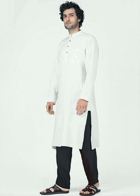 Classic White Plain Kurta VDIWK063 - Indian Silk House Agencies