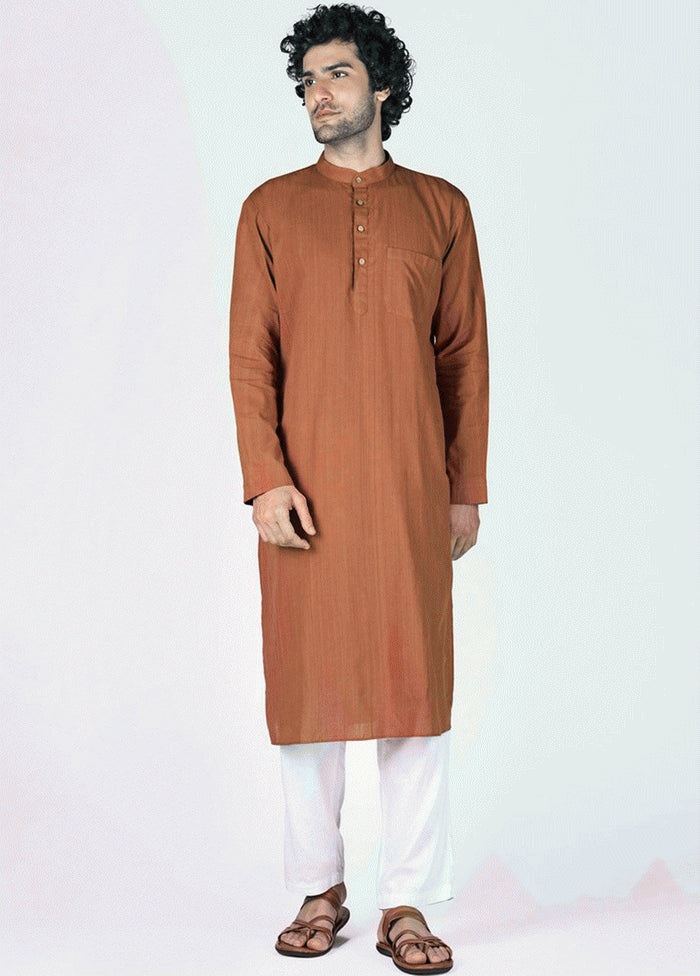 Classic Rust Plain Kurta VDIWK064 - Indian Silk House Agencies