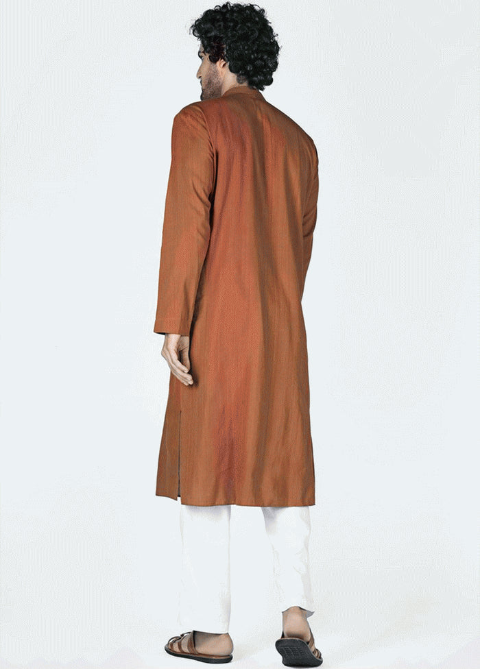 Classic Rust Plain Kurta VDIWK064 - Indian Silk House Agencies