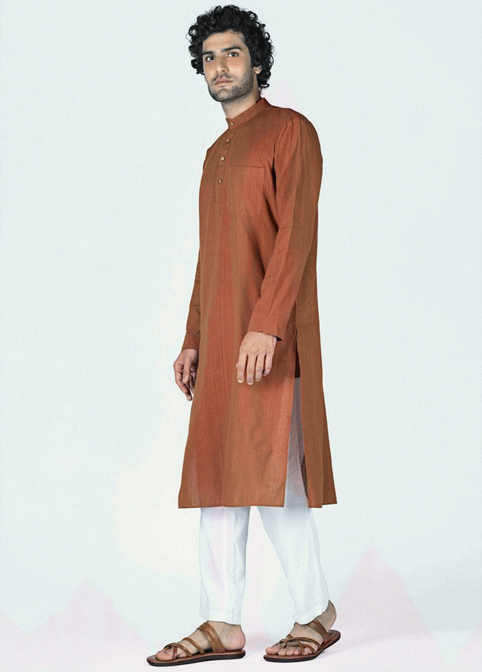 Classic Rust Plain Kurta VDIWK064 - Indian Silk House Agencies