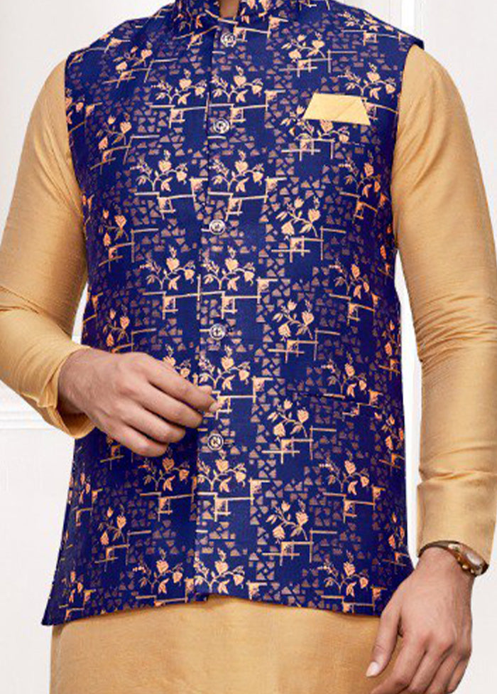 3 Pc Golden Pure Silk Ethnic Wear