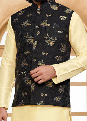 3 Pc Golden Pure Silk Ethnic Wear - Indian Silk House Agencies