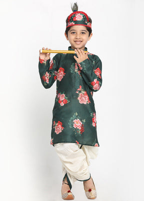 Green Festive Silk Kurta Pajama Set - Indian Silk House Agencies