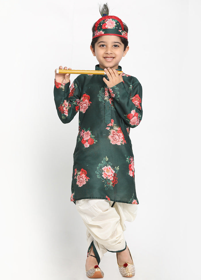 Green Festive Silk Kurta Pajama Set - Indian Silk House Agencies