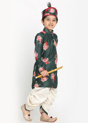 Green Festive Silk Kurta Pajama Set - Indian Silk House Agencies