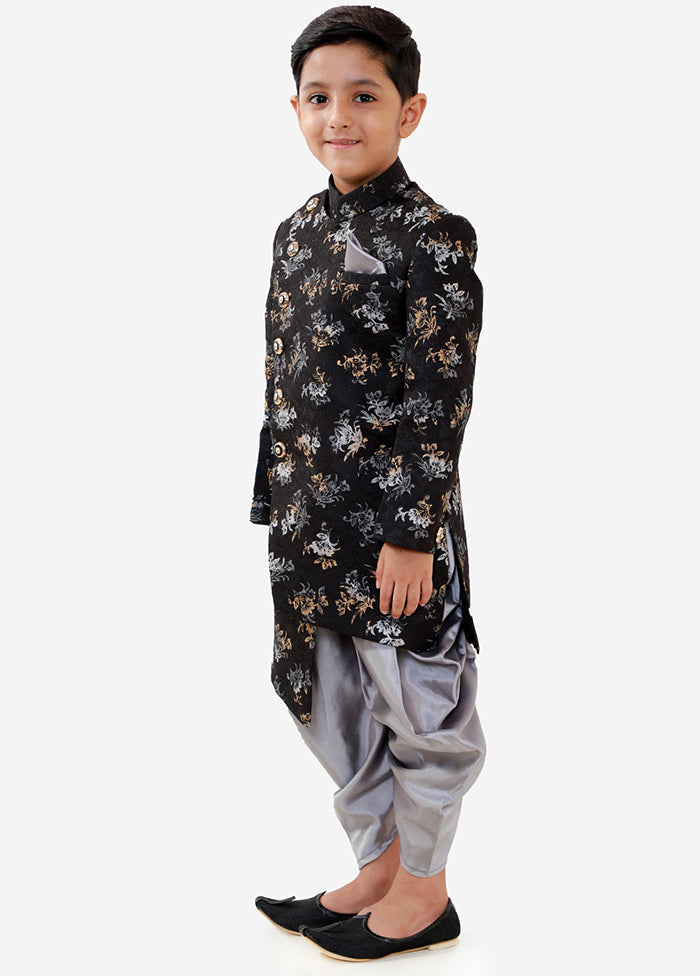 Black Festive Silk Kurta Pajama Set - Indian Silk House Agencies