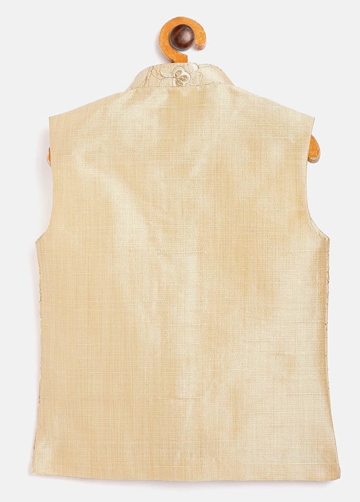 Beige Silk Nehru Jacket - Indian Silk House Agencies