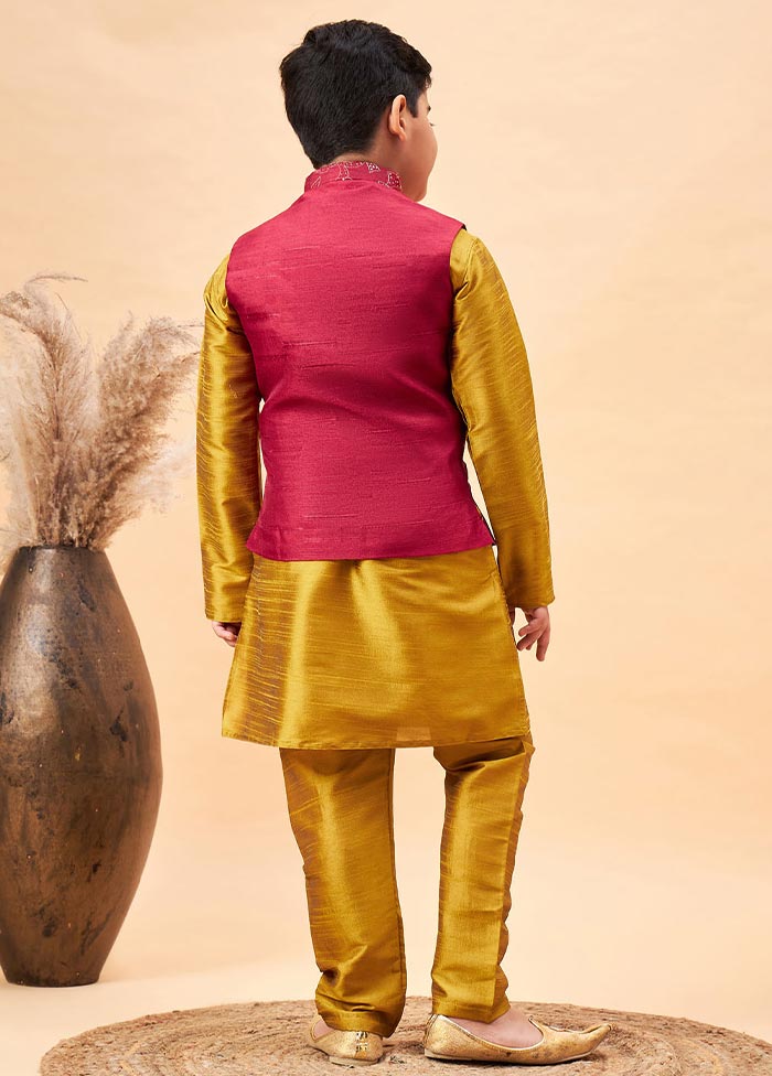 3 Pc Mustard Silk Ethnic Wear Set - Indian Silk House Agencies