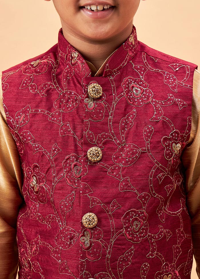 3 Pc Rose Gold Silk Ethnic Wear Set - Indian Silk House Agencies