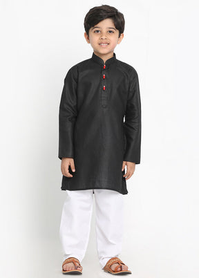 Black Festive Silk Kurta Pajama Set - Indian Silk House Agencies