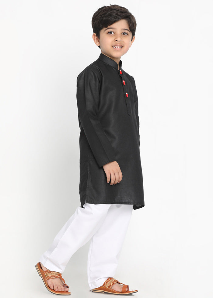 Black Festive Silk Kurta Pajama Set - Indian Silk House Agencies