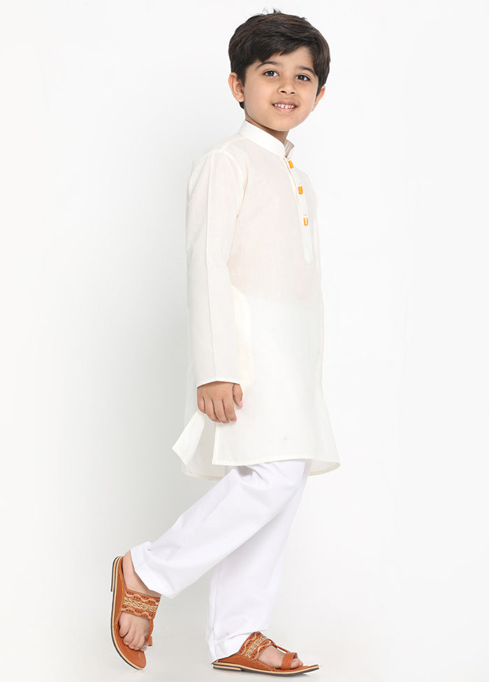 Cream Festive Silk Kurta Pajama Set - Indian Silk House Agencies