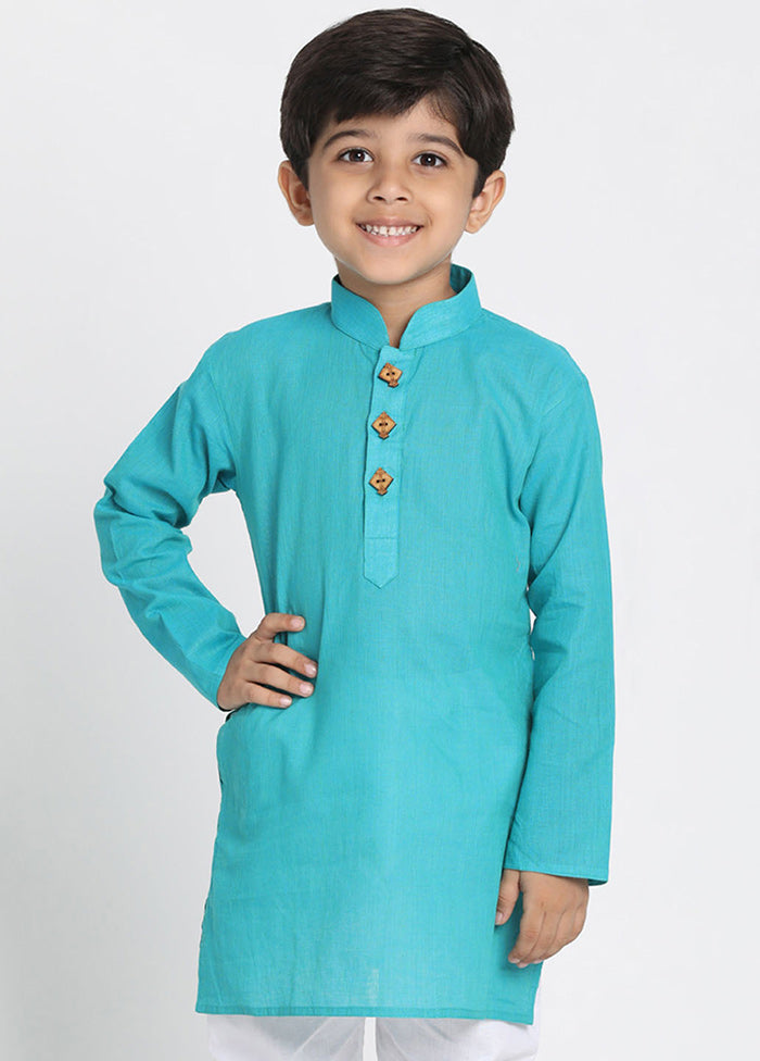 Sea Blue Cotton Kurta - Indian Silk House Agencies