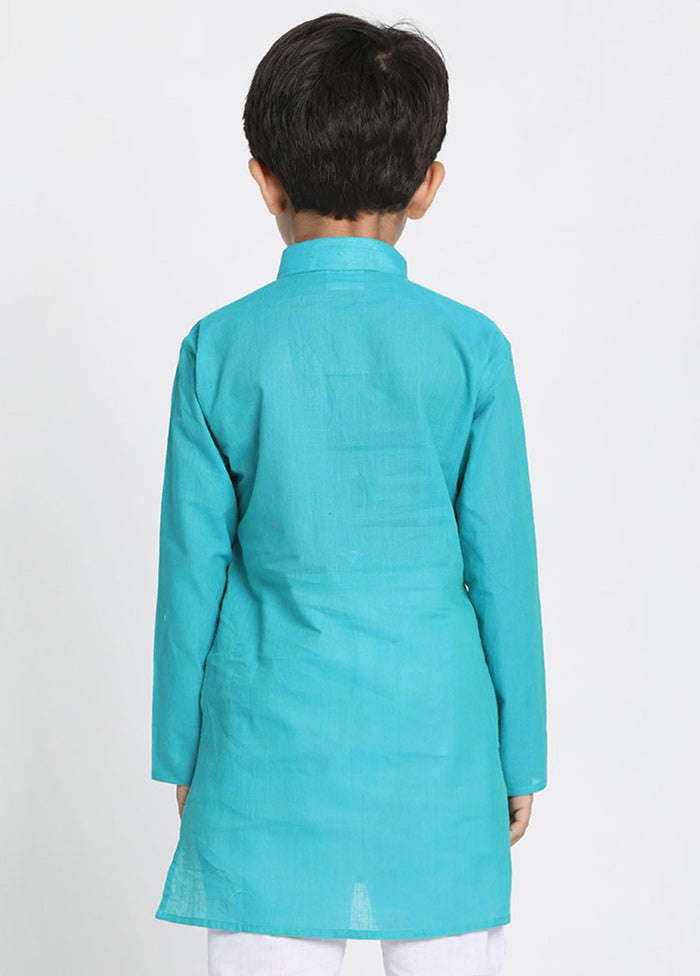 Sea Blue Cotton Kurta - Indian Silk House Agencies