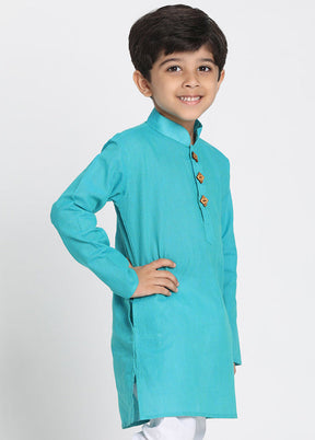 Sea Blue Cotton Kurta - Indian Silk House Agencies