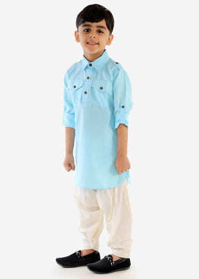 Blue Festive Silk Kurta Pajama Set - Indian Silk House Agencies