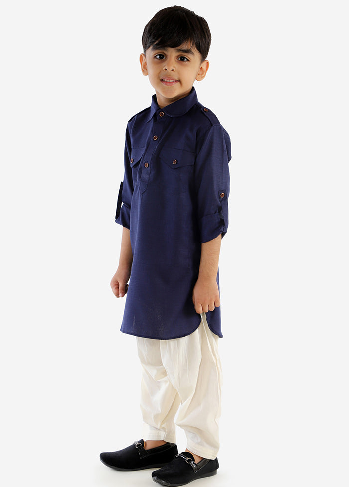 Blue Festive Silk Kurta Pajama Set - Indian Silk House Agencies