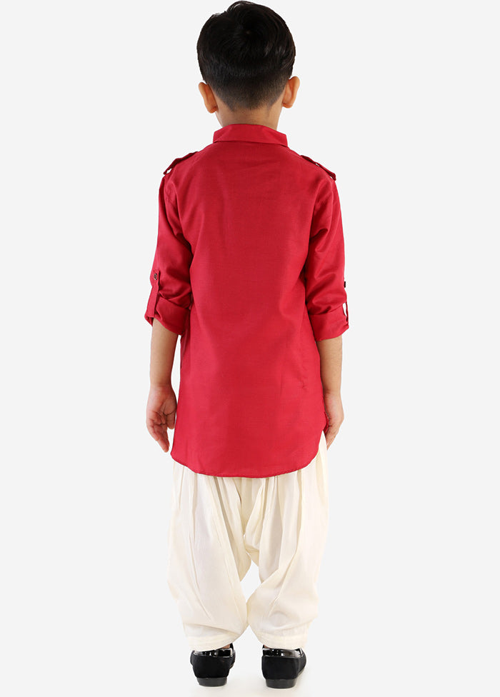 Maroon Festive Silk Kurta Pajama Set - Indian Silk House Agencies